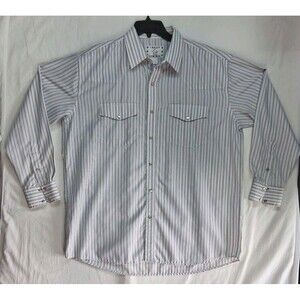 Vntg Crazy Cowboy XXL Western Shirt White Textured Stripe Rodeo Pearl Snap Men